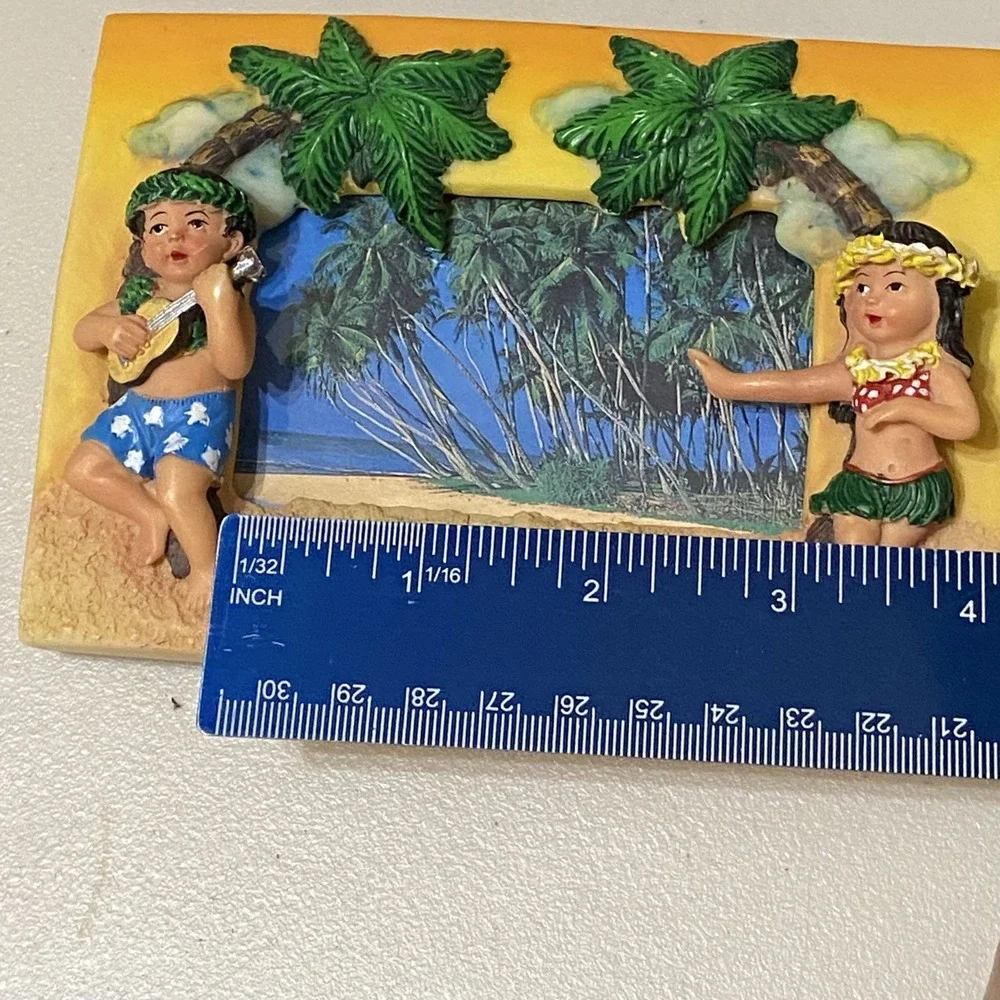 Hawaiian Hula Boy & Girl Photo Picture Frame Beach Palm Trees in Hawaii Tropical